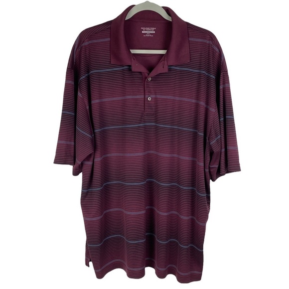 Roundtree & Yorke Tall Performance Golf Burgundy Striped Polo Shirt Men's 2XT - Picture 5 of 7